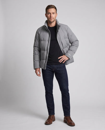 Herren Wattierte Pufferjacke mit hohem Stehkragen, verdecktem Reißverschluss & Druckknopfblende Nord Taschen