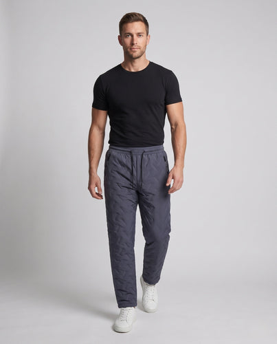 Herren wattierte Thermo-Jogginghose mit gesteppter Oberfläche, elastischem Kordelbund & Reißverschlusstaschen Nord Taschen