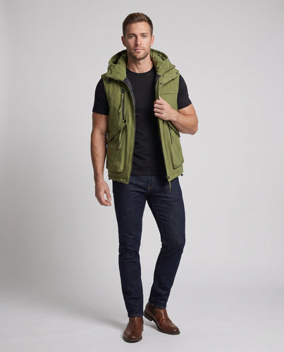 Herren Wattierte Utility-Weste mit Kapuze, Mehrfach-Taschen & Thermofutter Nord Taschen