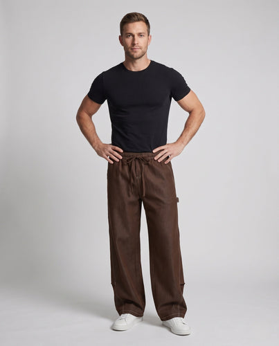 Herren Weite Baggy-Cargo-Hose mit Tunnelzug, Kontrastnähten & Utility-Tasche Nord Taschen