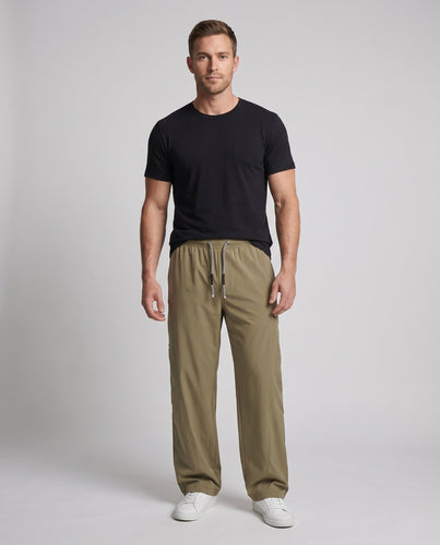 Herren Weite Baggy-Freizeithose mit Kordelzug und Druckknopf-Seitennähten Nord Taschen