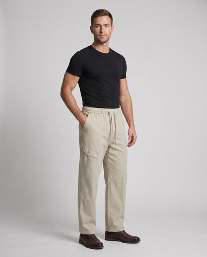 Herren Weite Cargo-Freizeithose im Joggerstil mit Tunnelzugbund & aufgesetzten Klappentaschen Nord Taschen
