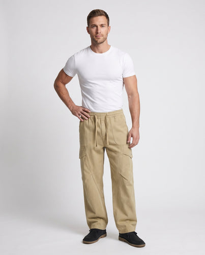 Herren weite Cargo-Hose im Baggy-Schnitt mit Tunnelzugbund, Klappentaschen & verstärkten Knieeinsätzen Nord Taschen
