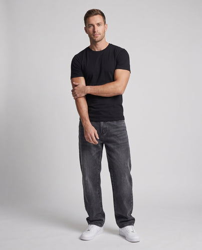 Herren Weite hochgeschnittene Relaxed-Jeans aus gewaschenem Denim Nord Taschen