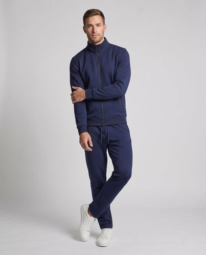 Herren Zweiteiliges Komfort-Trainingsset mit Stehkragen, Zip‑Jacke & tapered Jogginghose
