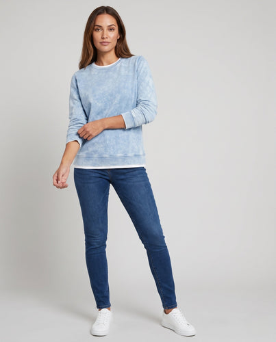 Unisex Oversize-Sweatshirt mit marmorierter Struktur, Rundhals und geripptem Saum