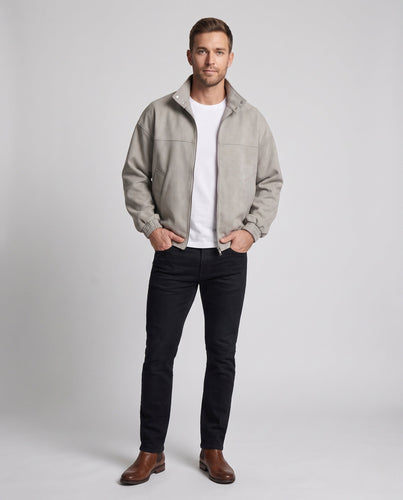 Herren Oversize-Veloursjacke mit Stehkragen, Zwei-Wege-Reißverschluss & elastischem Saum Nord Taschen