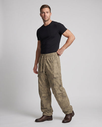 Herren Oversized Cargo-Baggy-Hose mit elastischem Kordbund, aufgesetzten Klapptaschen & verstellbarem Saum Nord Taschen