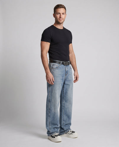 Herren Relaxed-Baggy-Jeans mit extra weitem Bein, Used-Wash & verstärktem Saum Nord Taschen