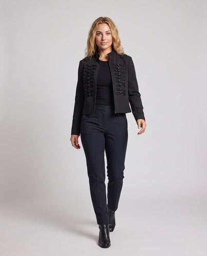 Damen Cropped Militärjacke im Hussarenstil mit Zierkordeln Nord Taschen