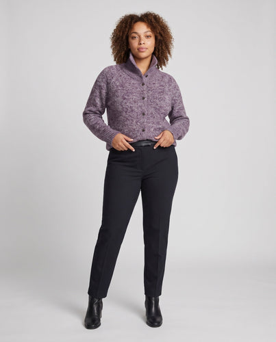 Damen Strickjacke mit hohem Funnelkragen und durchgehender Knopfleiste Nord Taschen