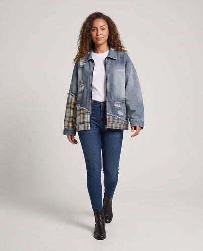 Frauen Streetstyle Denim Jacke Nord Taschen
