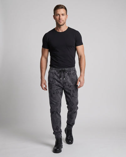 Herrenmode Cargo-Hose mit elastischem Bund und modernen Drucken Nord Taschen