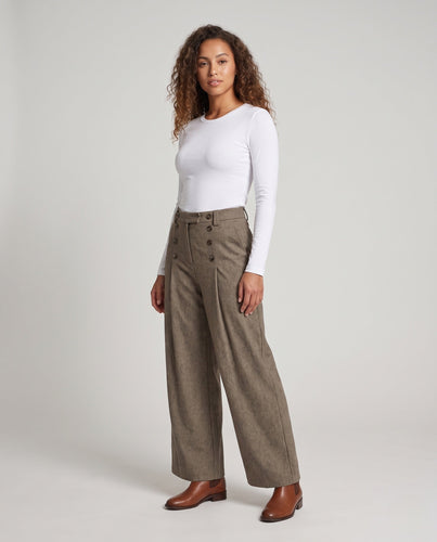 Damen elegante und bequeme weit geschnittene Stoffhose Nord Taschen