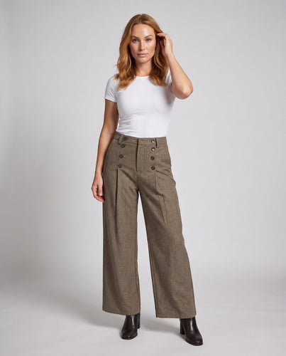 Damen elegante und stilvolle hochtaillierte Hose Nord Taschen