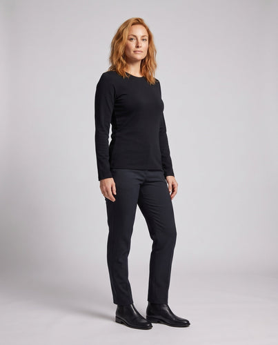 Damen Langarm Basic T-Shirt Nord Taschen