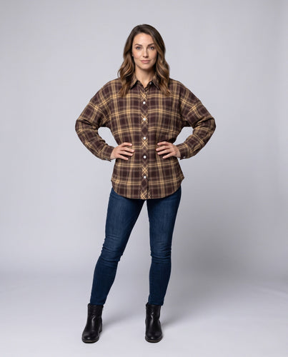 Damen Casual Kariert Kurzarmshirt Nord Taschen