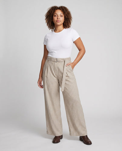 Damen Elegante und Bequeme Gestreifte Palazzo-Hosen Nord Taschen