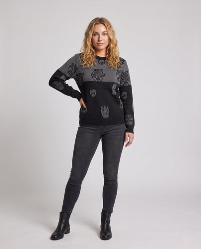 Damen gemusterter Strickpullover Nord Taschen