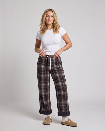 Damen Bequeme Karierte Hose Nord Taschen