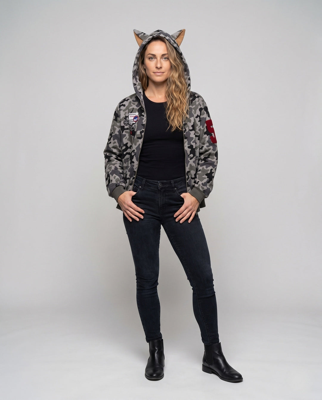 Damen Urban Camouflage Hoodie Nord Taschen