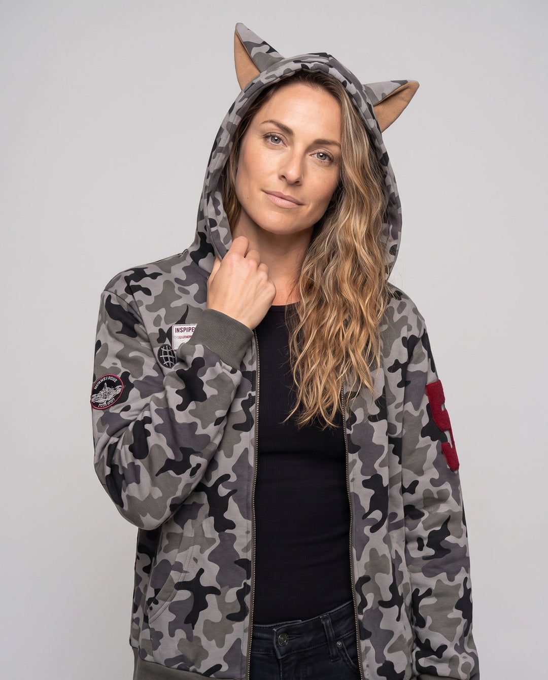 Damen Urban Camouflage Hoodie Nord Taschen