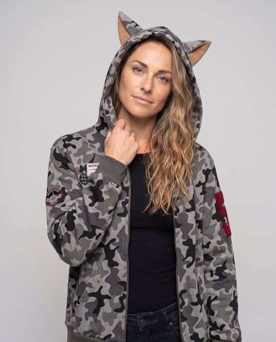 Damen Urban Camouflage Hoodie Nord Taschen
