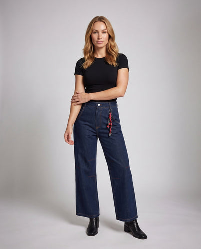 Damen Weitgeschnittene Denim-Hose Nord Taschen 1787981894
