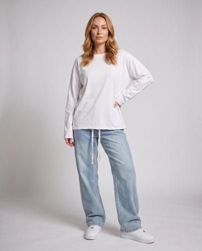 Damen Weitgeschnittene Denim-Hose Nord Taschen