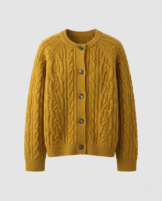 Damen Boxy-Zopfstrick-Cardigan mit Raglanärmeln und angoraähnlicher Haptik Nord Taschen