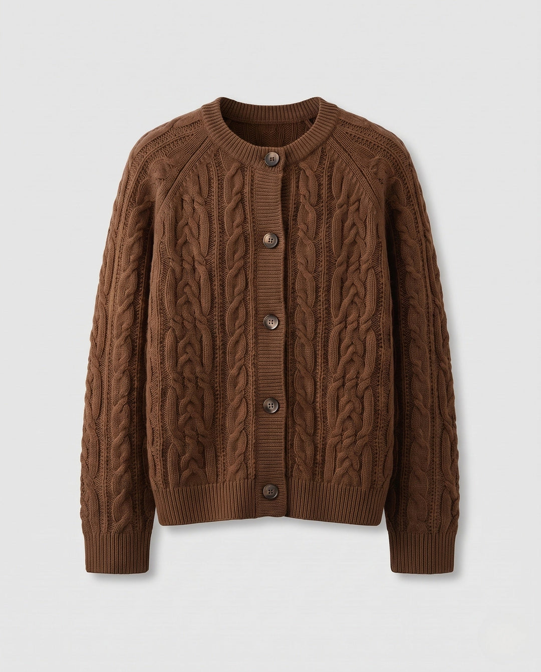 Damen Boxy-Zopfstrick-Cardigan mit Raglanärmeln und angoraähnlicher Haptik Nord Taschen