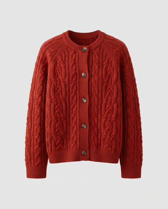 Damen Boxy-Zopfstrick-Cardigan mit Raglanärmeln und angoraähnlicher Haptik Nord Taschen