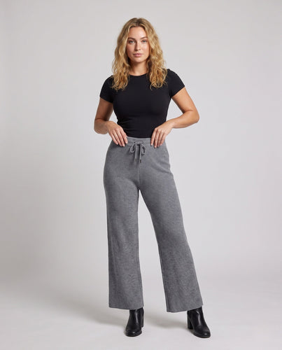Damen Feine gerippte Lounge-Hose mit weitem Bein und Kordelzug Nord Taschen