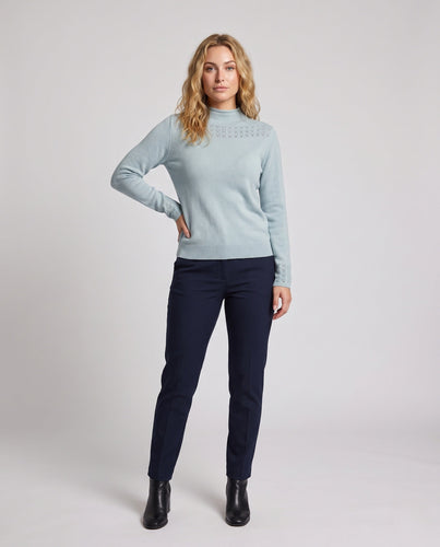 Damen Feiner Ajour-Mockneckpullover mit kastiger Silhouette Nord Taschen