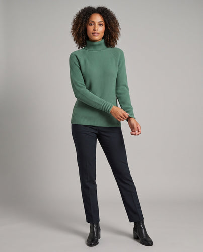 Damen Feiner Kaschmir‑Look Rollkragenpullover mit kastiger Kurzform und Raglanärmeln Nord Taschen
