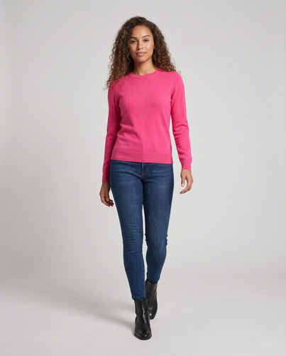 Damen Feiner Kaschmir-Mix Rundhalspullover mit weichem Fall und regulärer Passform Nord Taschen