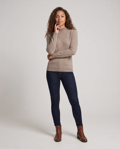 Damen Feiner Kaschmir‑Mix Stehkragenpullover in leichter Feinstrick‑Qualität Nord Taschen