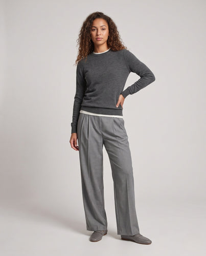 Damen Feiner Layering-Pullover mit Rundhals und kontrastiertem Saum Nord Taschen
