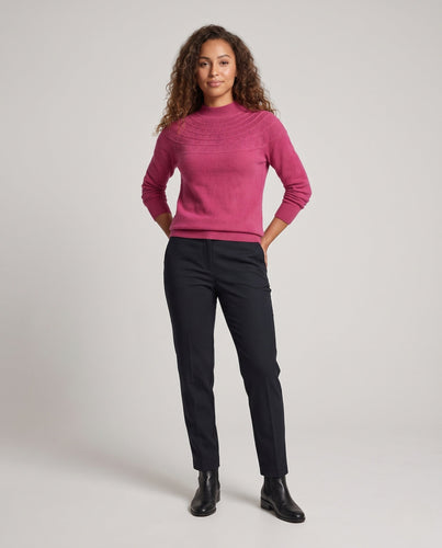 Damen Feiner Pullover aus australischer Wolle mit Ajour-Joch und legerer Passform Nord Taschen