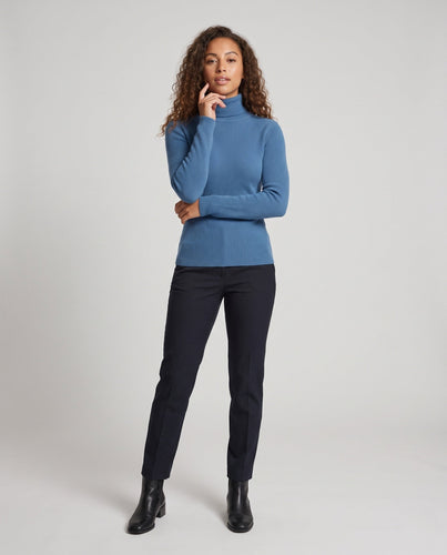 Damen Feiner Rippen-Strickpullover mit Mockneck und kaschmirähnlicher Weichheit Nord Taschen