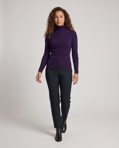 Damen Feiner Rippstrick Rollkragenpullover aus Stretch-MischgewNord Taschene Nord Taschen