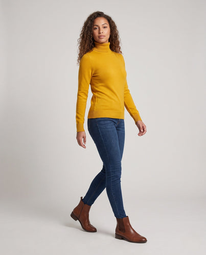 Damen Feiner Rollkragen-Strickpullover aus leichtem Merino-Mix