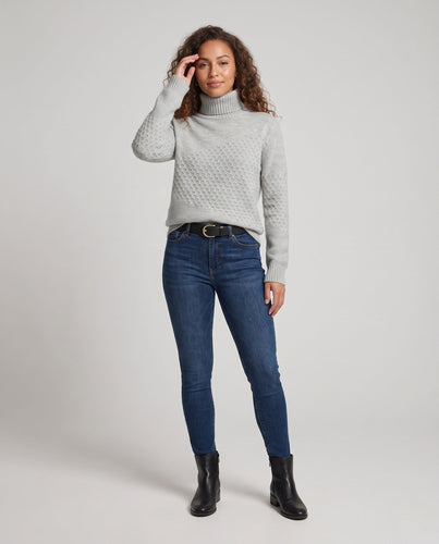 Damen Feiner Rollkragenpullover im Mohair‑Look mit Wabenstruktur Nord Taschen