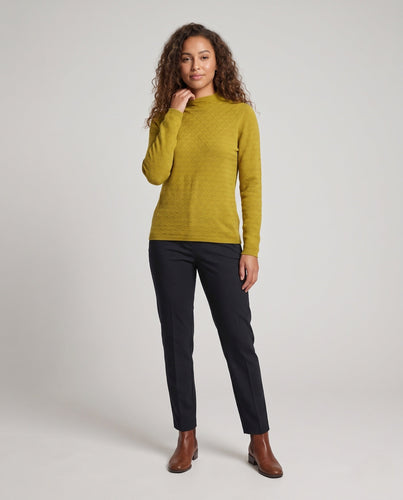 Damen Feiner Strickpullover mit Rautenmuster, kurzem Stehkragen und legerer Passform Nord Taschen