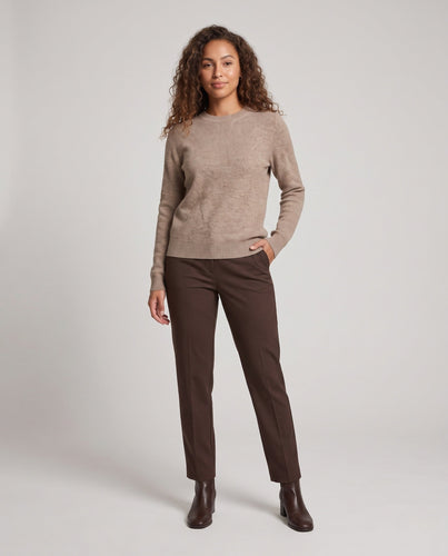 Damen Feiner Strukturstrick-Pullover mit Rundhalsausschnitt und extraweichem Merino-Mix Nord Taschen