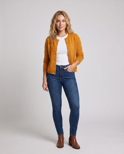 Damen Feiner Wollmix‑Knopfcardigan mit dekorativen goldfarbenen Druckknöpfen Nord Taschen