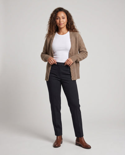 Damen Feinstrick-Cardigan mit strukturierter Wabenoptik, V‑Ausschnitt und gerippten Abschlüssen Nord Taschen