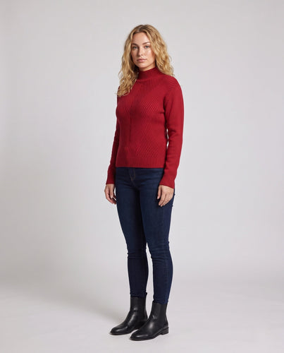 Damen Feinstrick-Mockneckpullover mit Chevron-Rippenstruktur Nord Taschen