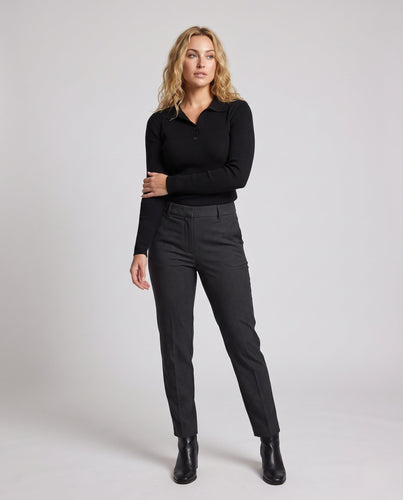 Damen Feinstrick-Polo-Pullover mit Rippenstruktur und Zweiknopfleiste Nord Taschen