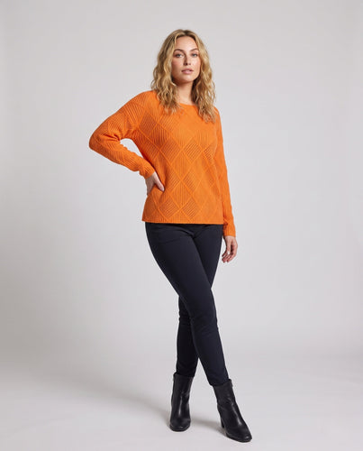 Damen Feinstrick‑Pullover im Mohair‑Look mit diamantgewNord Taschenter Struktur und legerer Oversize‑Passform Nord Taschen